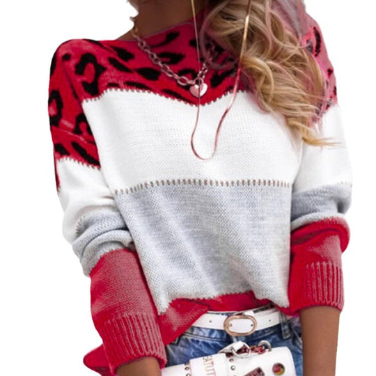 Damen Gemusterter Pullover mit animalischem Print und lässigem Schnitt R&B