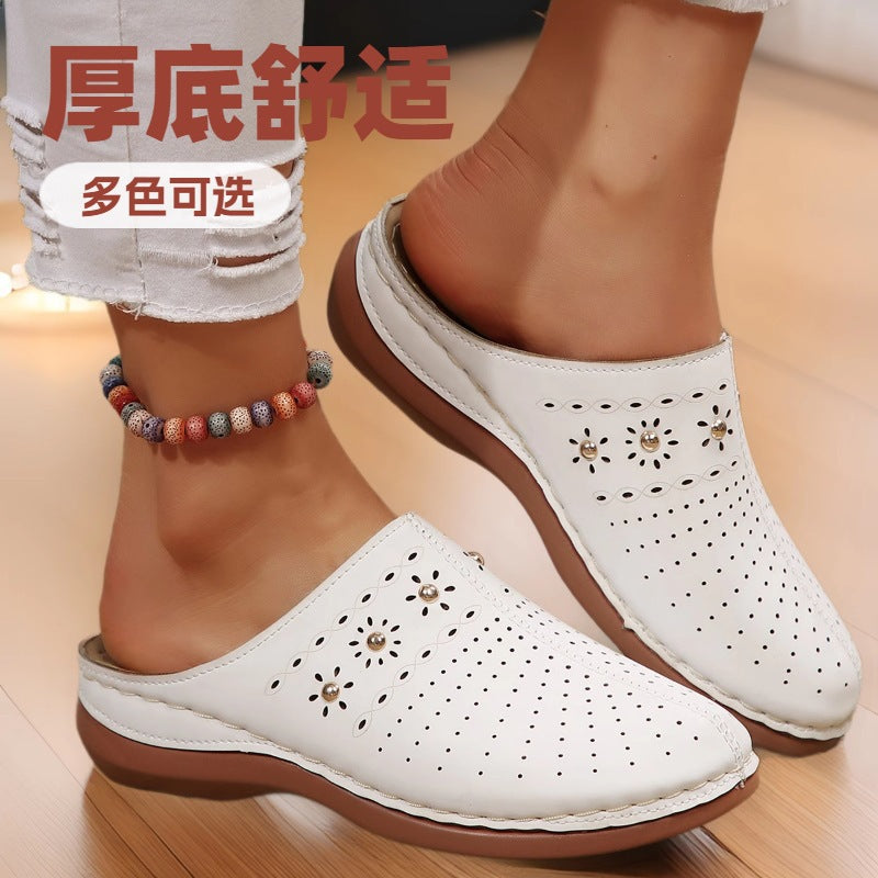 Damen modische Clogs mit luftiger Perforation und eleganter Verzierung R&B