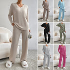 Damen Lässiges Freizeitsweat-Set mit V-Ausschnitt und weitem Schnitt R&B
