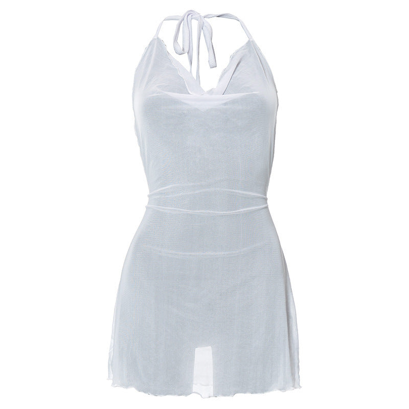 Damen luftiges Chiffonkleid mit femininem Ausschnitt und feinen Rüschen R&B