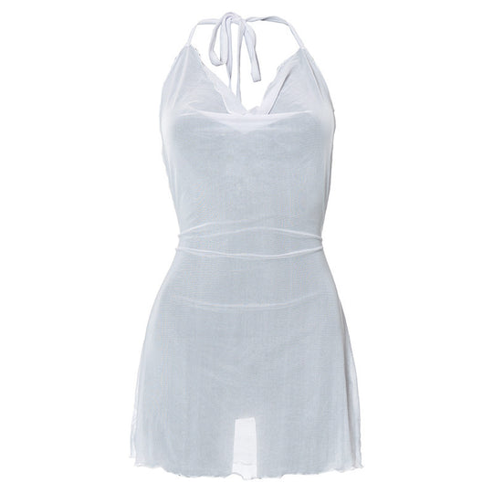 Damen luftiges Chiffonkleid mit femininem Ausschnitt und feinen Rüschen R&B