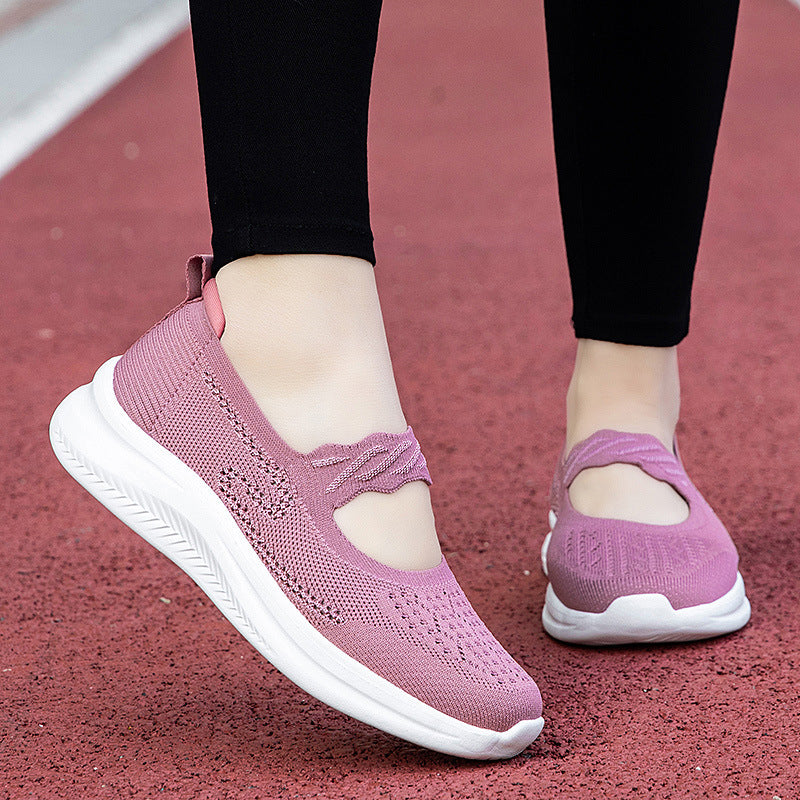 Damen Slip-On Fitnessschuhe mit atmungsaktivem Obermaterial und elastischem Design R&B