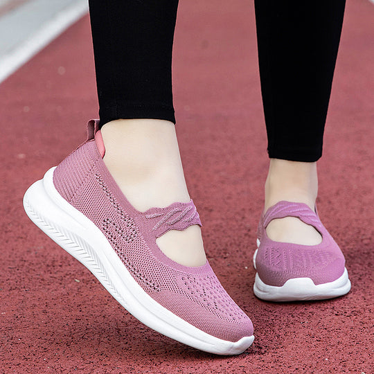 Damen Slip-On Fitnessschuhe mit atmungsaktivem Obermaterial und elastischem Design R&B
