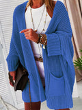 Damen Lässiger Strickcardigan mit praktischen Taschen und voluminösen Ärmeln R&B