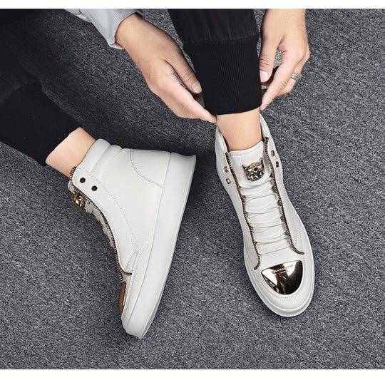 Damen High-Top Sneakers mit goldenen Details und Reißverschluss von R&B