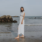 Damen luftiges Strandkleid mit Bindegürtel R&B
