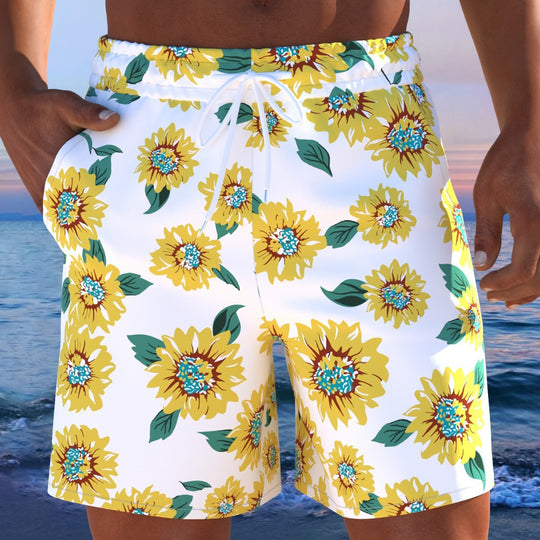 Herren Badeshorts mit modernem Streifen-Design und elastischem Bund R&B