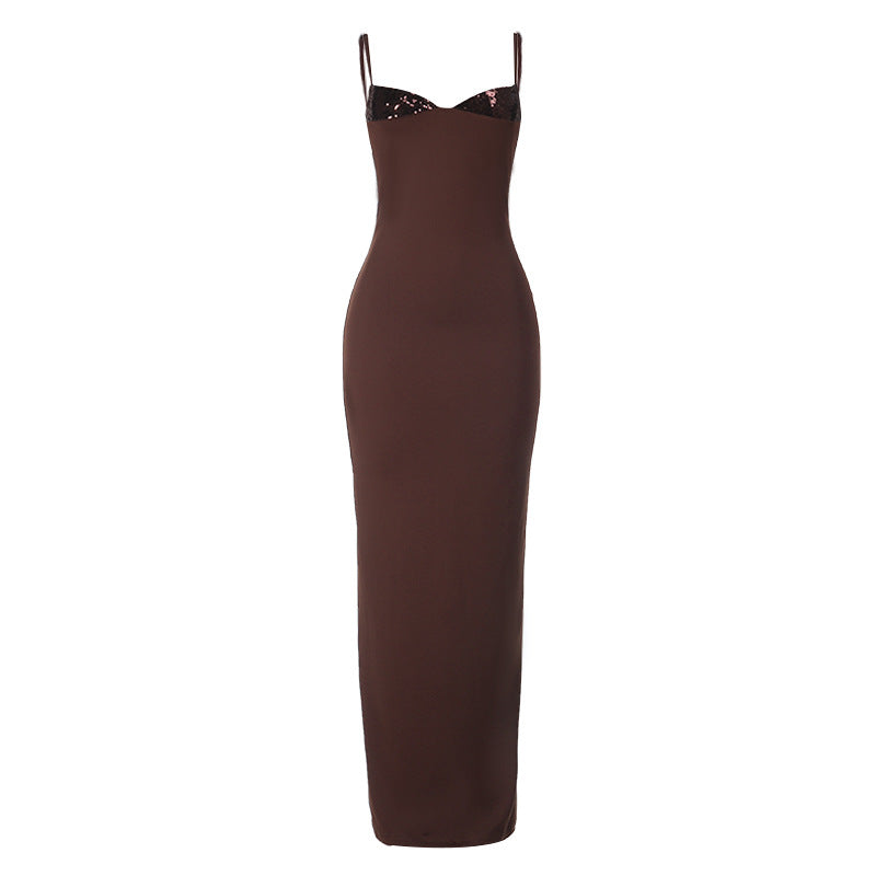 Damen Glamouröses Abendkleid mit funkelnden Akzenten und schmalem Schnitt R&B