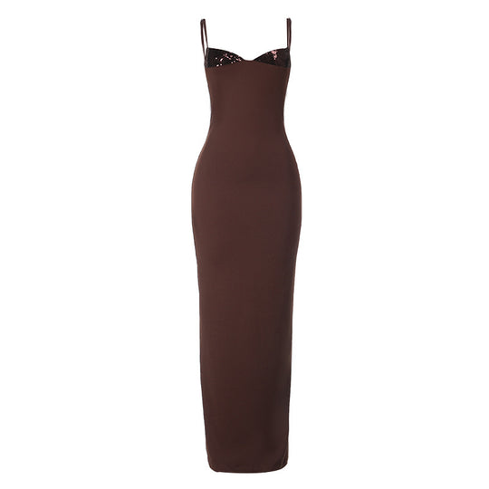 Damen elegantes Bodenkleid mit schimmernden Akzenten R&B