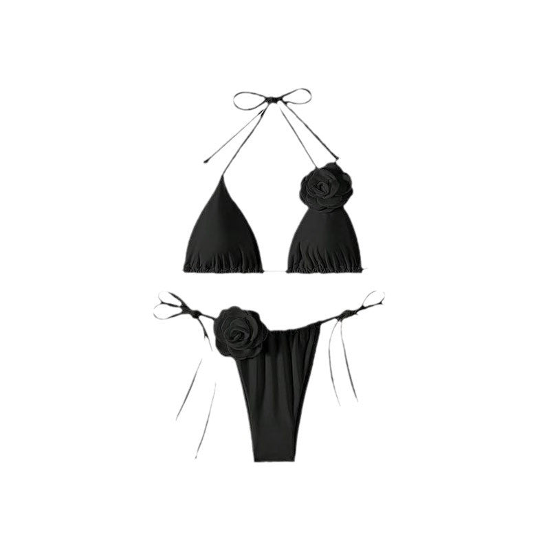 Damen Triangel-Bikini mit dekorativen Rüschen und verstellbaren Bändern R&B