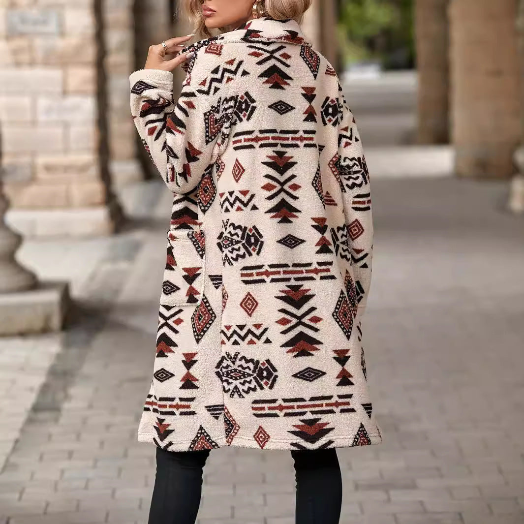 Damen modische Teddyjacke mit einzigartigem geometrischem Muster R&B