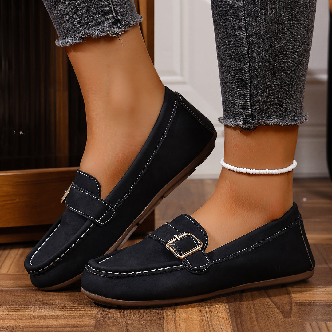 Damen Mokassins mit modischem Schnallen-Design und komfortabler Sohle R&B