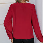Damen Chiffonbluse mit feinen Spitzenakzenten und Knopfdetails R&B