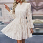 Damen Kleid im romantischen Boho-Stil mit Knopfverschluss und Bindegürtel