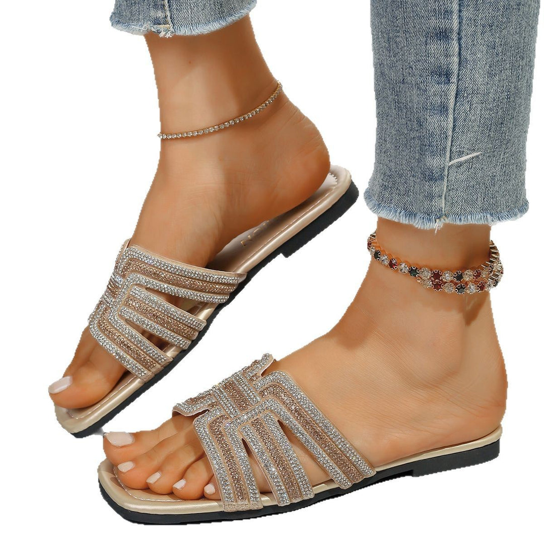 Damen Glamouröse Zehentrenner-Sandalen mit funkelnden Kristallakzenten R&B