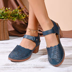 Damen Clogs mit floralen Perforationen und Komfort-Fersenriemen R&B
