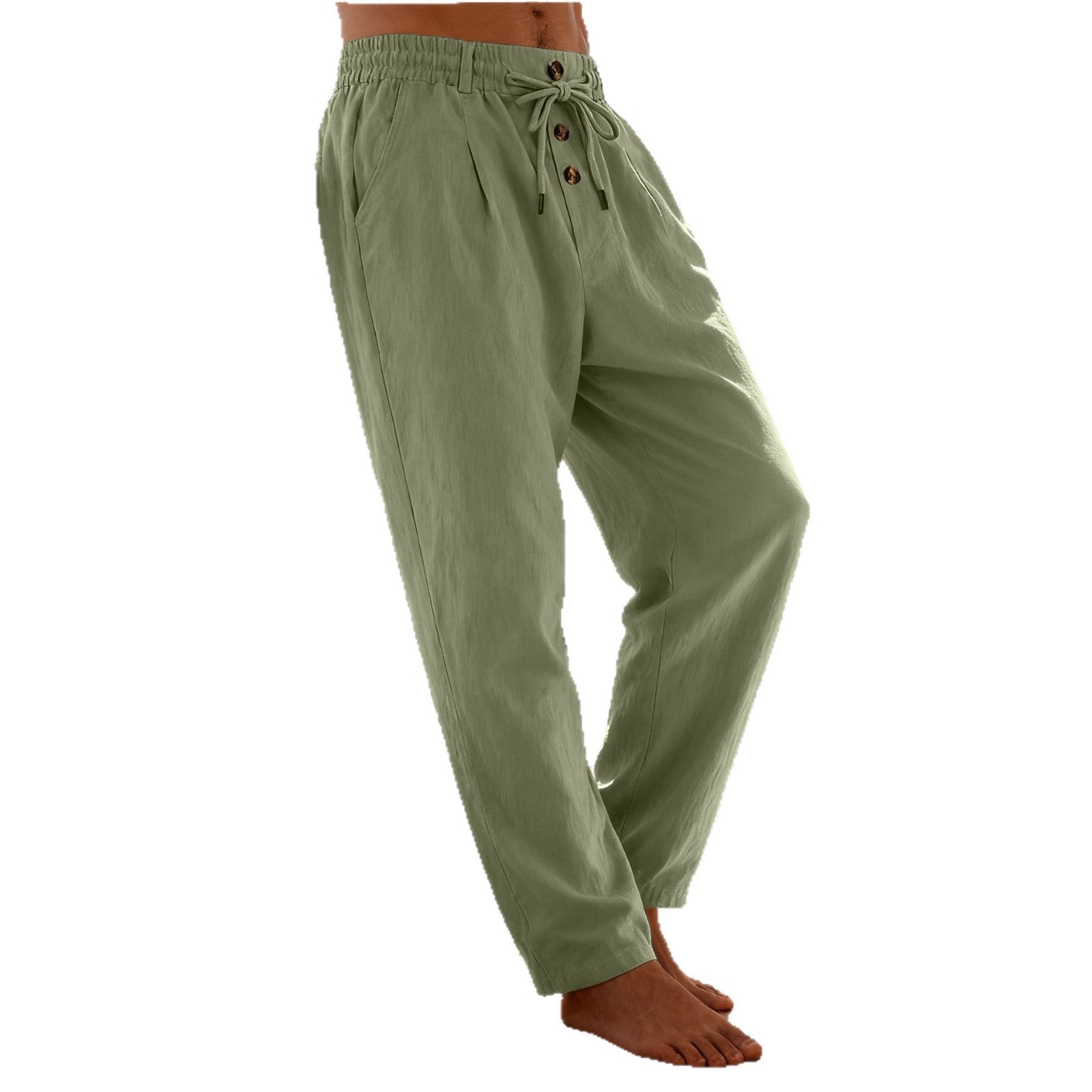 Herren nan leichte Loungehose mit elastischem Kordelbund, Tunnelzug und dekorativer Knopfleiste R&B