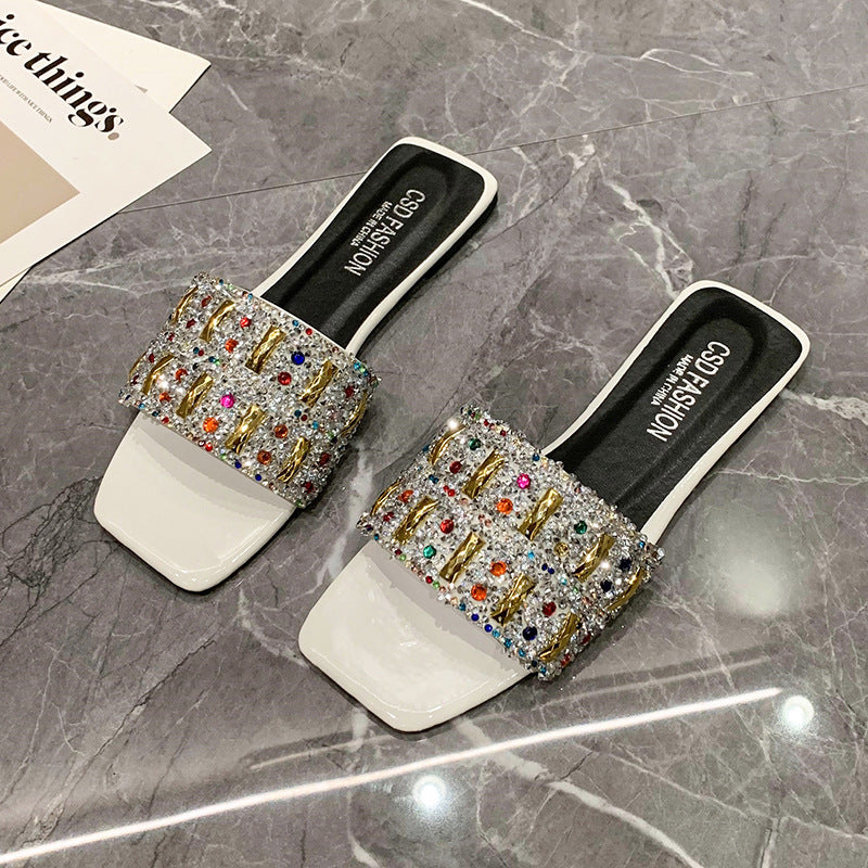 Damen Glamouröse Slipper mit funkelndem Strass R&B