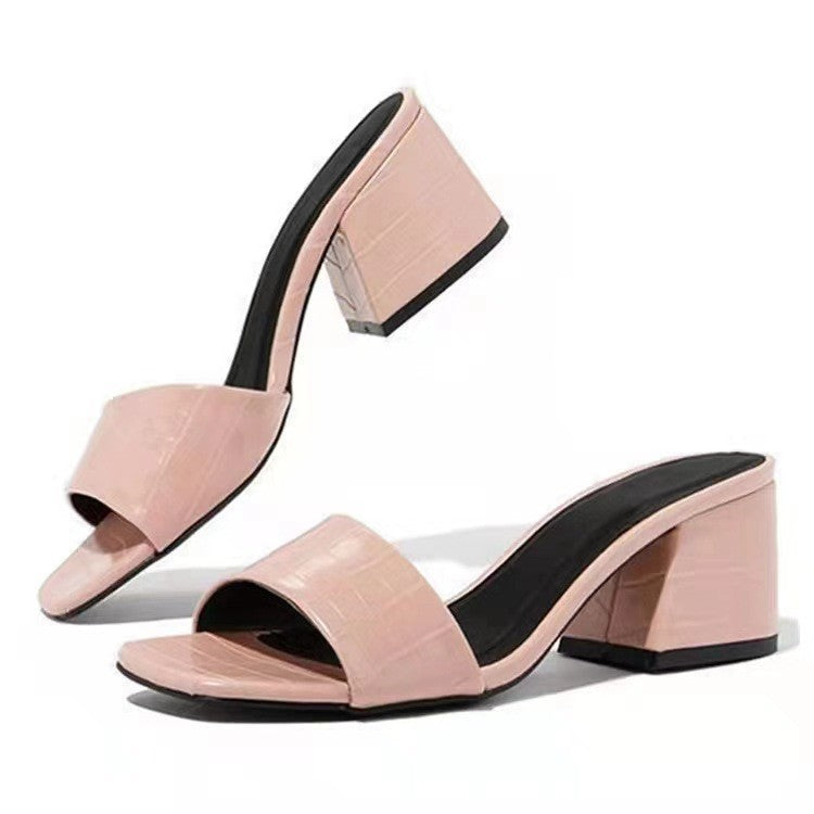 Damen offene Blockabsatz-Sandaletten mit elegantem Krokodilleder-Design R&B