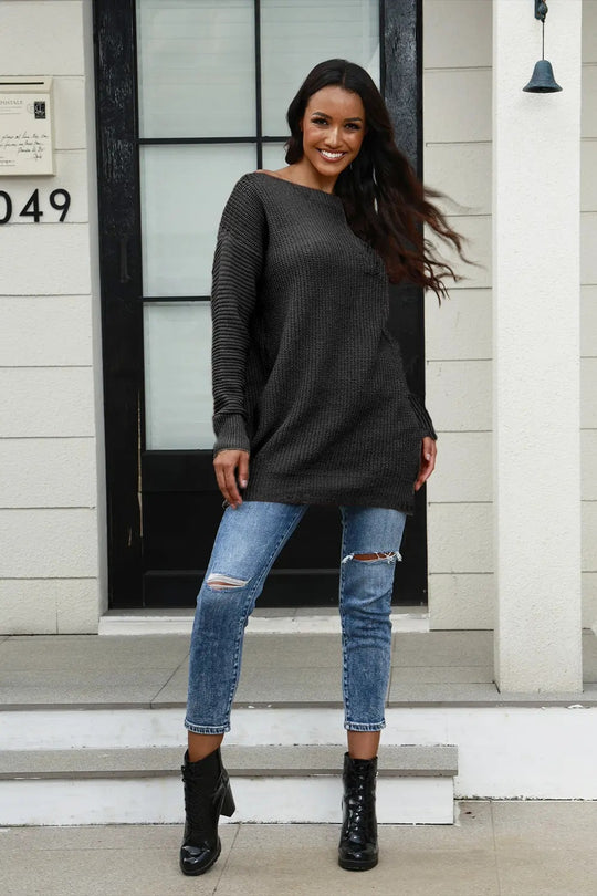Damen Oversized Strickpullover mit Struktur und weitem Schnitt R&B