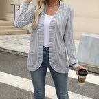 Damen Strickjacke mit offenen Front und praktischen Taschen R&B