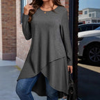 Damen asymmetrisches Langarmshirt mit elegantem Schnitt R&B