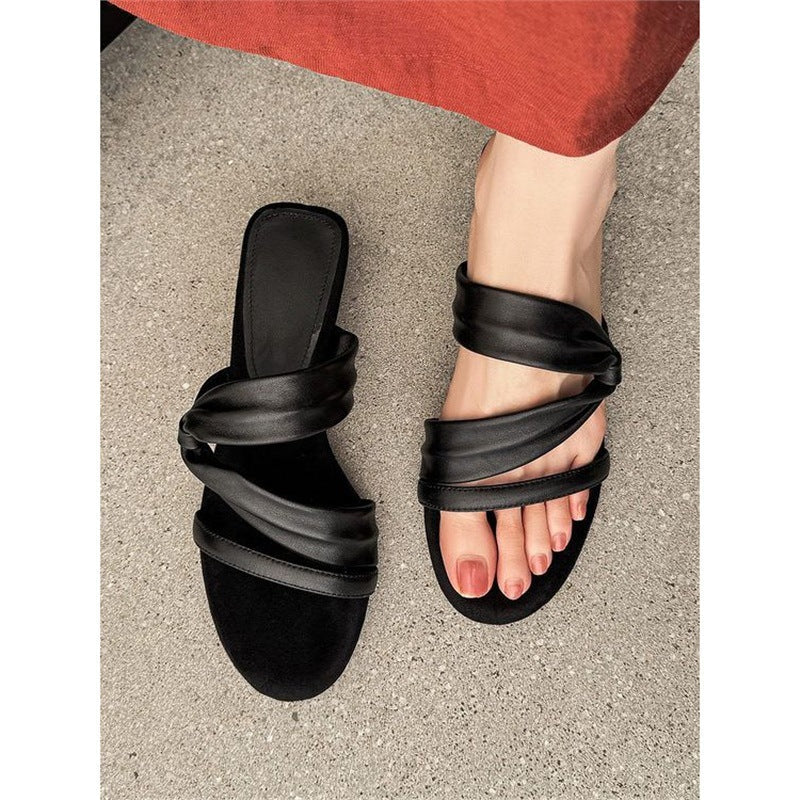 Damen elegante Sommer-Sandalen mit raffinierten Riemen und Schleifenakzent R&B
