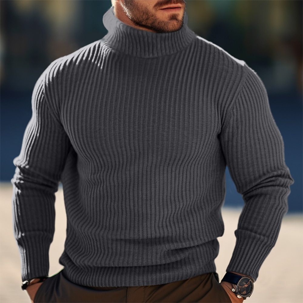Herren Stehkragen Pullover aus strukturiertem Strick R&B