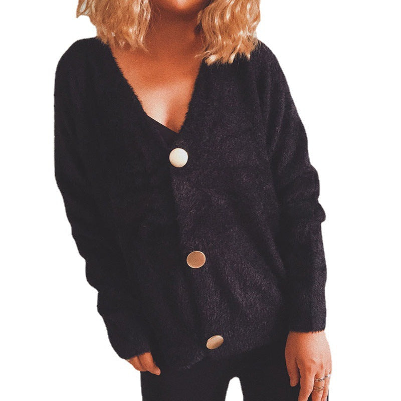 Damen Kuschelige Strickjacke mit Knopfdetails und weit geschnittenem Design R&B
