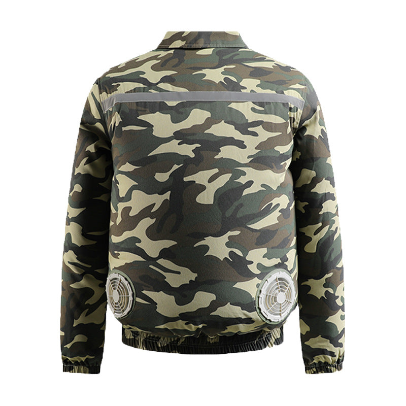 Herren nan belüftete Kühlarbeitsjacke mit seitlichen USB-Lüftern, reflektierendem Bruststreifen und multifunktionalen Taschen R&B