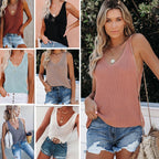 Damen luftiges Strick-Top mit V-Ausschnitt und feiner Struktur R&B
