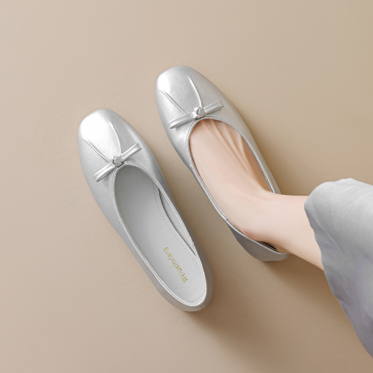 Damen Ballerinas mit elegantem Schleifendetail und komfortablem Fußbett