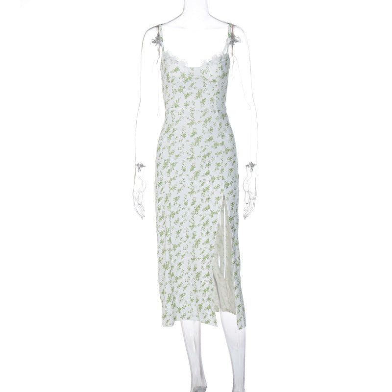 Damen Blumengebürtetes Midi-Kleid mit elegantem Schlitz R&B