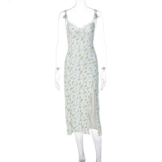 Damen Blumengebürtetes Midi-Kleid mit elegantem Schlitz R&B