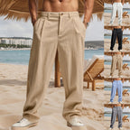 Herren nan elegante Bundfaltenhose aus leichtem Baumwollmix mit geradem Schnitt und Gürtelschlaufen R&B
