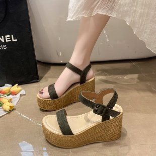 Damen-Plateau-Sandalen mit elegantem Riemchendesign und komfortabler Korksohle R&B