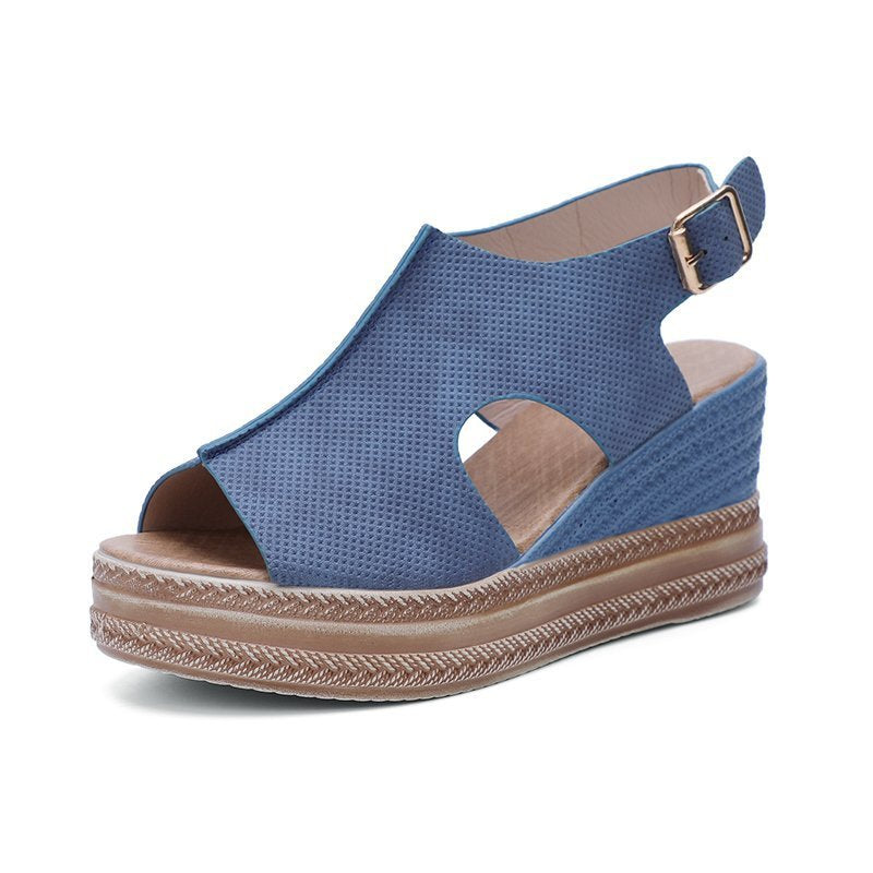 Damen Elegante Keil-Sandalen mit offenem Zehenbereich und verstellbarem Riemen R&B