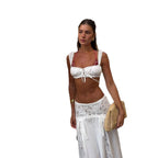 Damen Elegante Häkel-Tunika mit langem Rock R&B