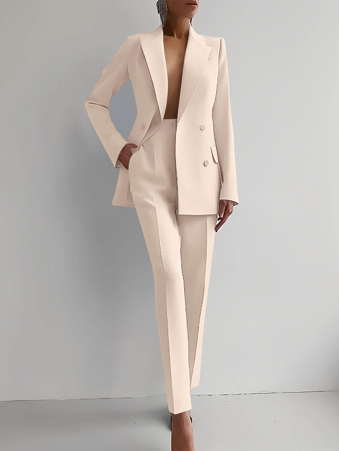 Damen elegante zweireihige Blazer mit maßgeschneiderter Hose R&B