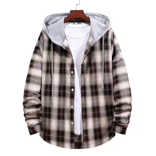 Damen Karierte Flanelljacke mit Kapuze R&B
