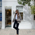 Damen kurze Strickjacke mit eleganten Knöpfen und weitem Schnitt R&B