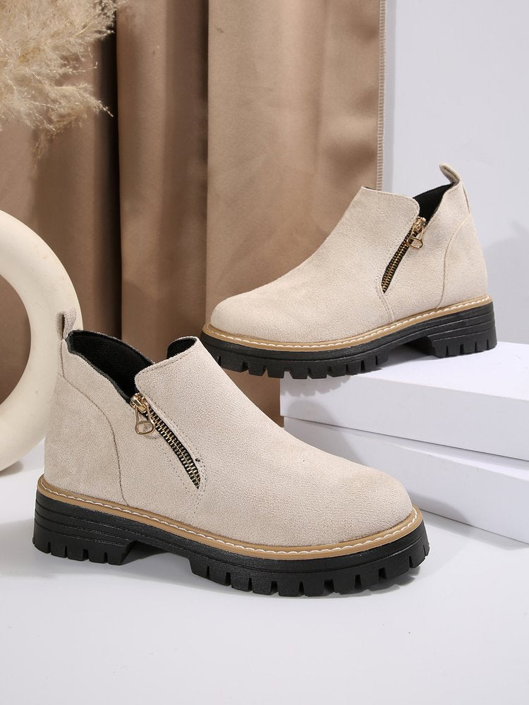Damen lässige Stiefeletten mit seitlichem Reißverschluss und rutschfester Sohle R&B
