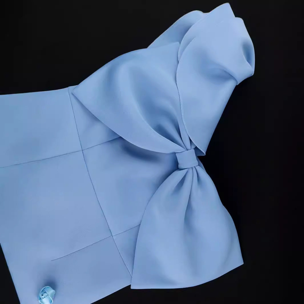 Damen figurbetontes Cocktailkleid mit voluminösem Schleifendesign R&B