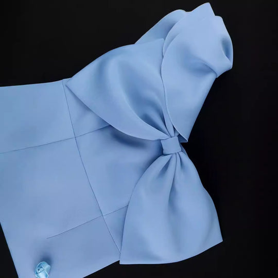 Damen figurbetontes Cocktailkleid mit voluminösem Schleifendesign R&B