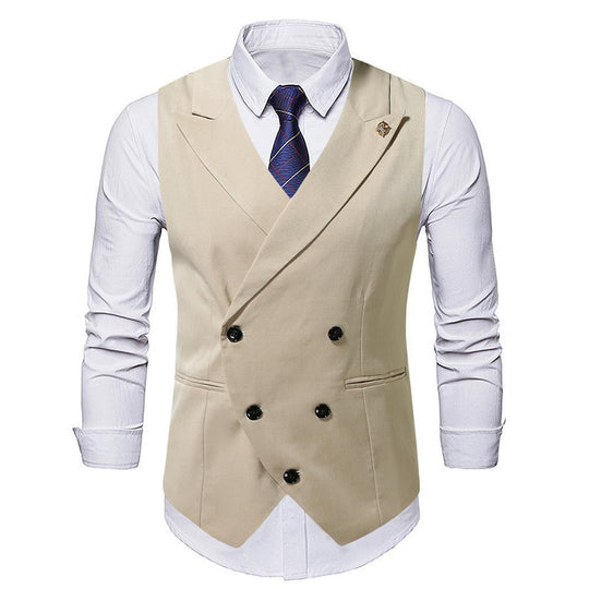 Herren elegante Business-Weste mit doppelter Knopfleiste und feiner Textur R&B