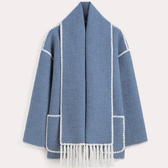 Damen Oversized Strickjacke mit Fransen und Taschen