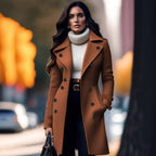 Damen Eleganter Trenchcoat mit doppelter Knopfleiste und hohem Kragen