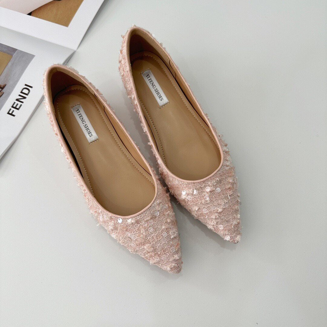 Damen elegante Spangen-Ballerinas mit funkelndem Pailletten-Akzent R&B