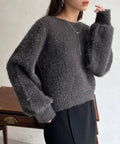Damen Flauschiger Modischer Pullover mit weitem Schnitt