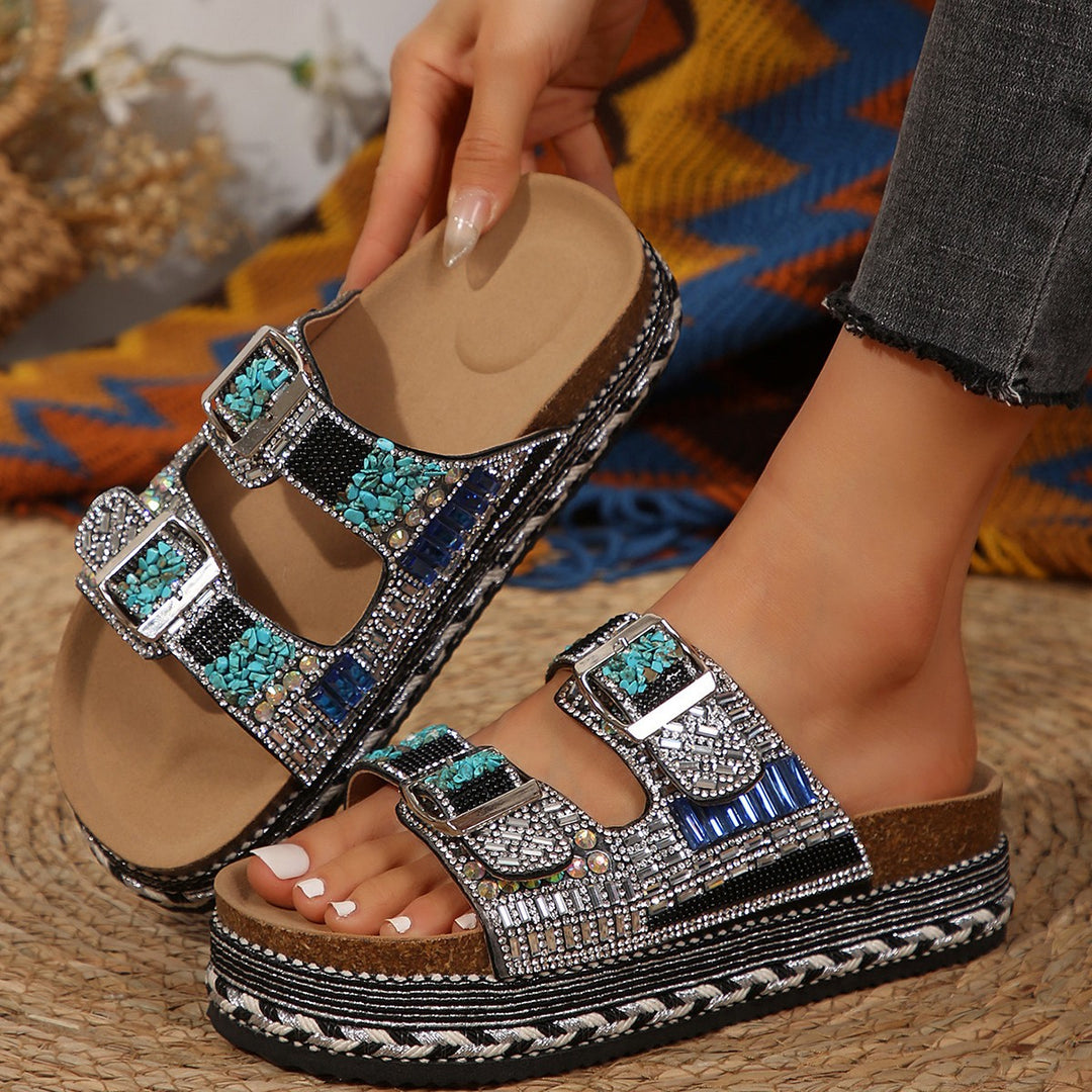 Damen Sandalen mit funkelnden Schmuckdetails und ergonomischer Fußbettung R&B